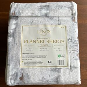NIP Flannel Twin sheet set Lenox “Country Neutral” comfy warm pretty tranquil